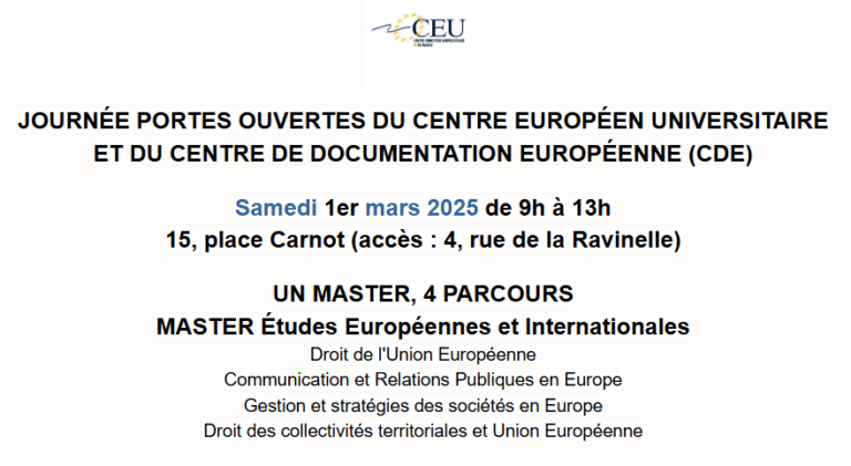 Portes Ouvertes du CEU – Samedi 1er Mars 2025.