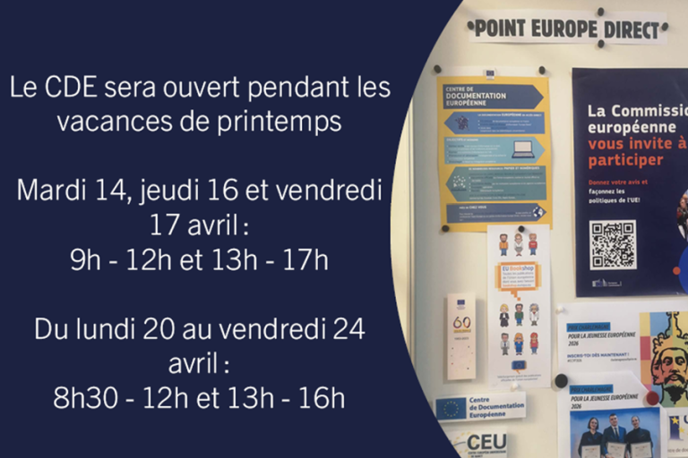 Vacances de printemps – Horaires modifiés du CDE