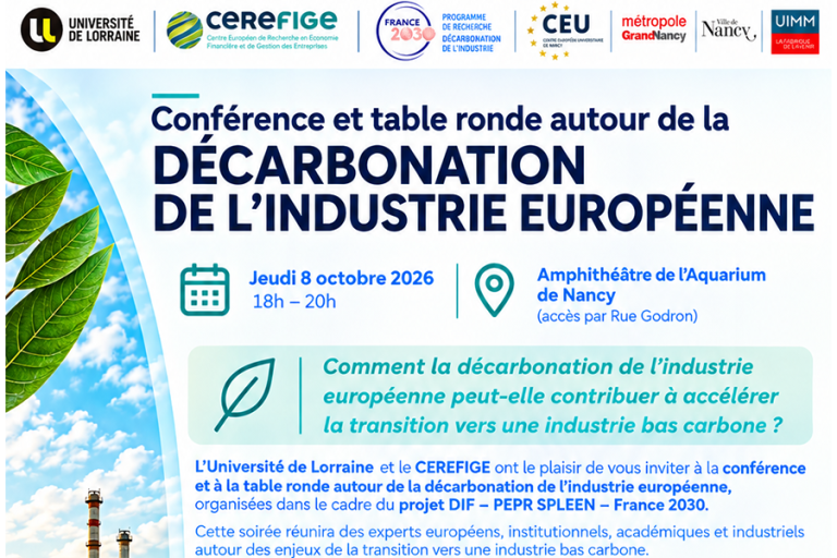 « Décarboner l&rsquo;industrie européenne » – Conférence et table ronde